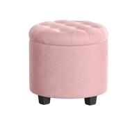 Round ottoman with storage and footrest, Jelly Pink / Velvet