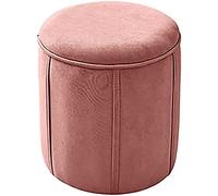 Round Ottoman With Storage,Velvet Storage Ottoman Foot Rest Stool,Cute Foot Stool Couch Stool Small Ottoman For Living Room,Yellow,34X34X45Cm,Pink,34x34x45cm