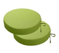Round Outdoor Chair Cushions Set of 2, Thick 7cm, Round Garden Seat Cushions with Ties, Waterproof Patio Bistro Chair Pads for Outdoor Furniture, 38 x 38cm, Green