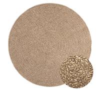 Round Outdoor/Indoor Rug Brown Ø120cm Polypropylene Jute-Look Durable Light