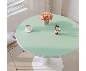 Round Outdoor Tablecloth 80cm PU Leather Table Cover Waterproof Beer Table Mat Plain Kitchen Tablecloth for Picnics Parties & Events (K 140cm)