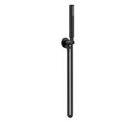 Round Outlet Elbow, Parking Bracket & Minimalist Shower Handset - Matt Black