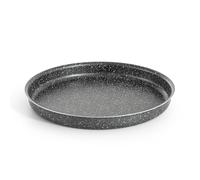 Round Oven Tray for Pizza and Farinata, 34 cm, Made in Italy, High Non-Stick Coating, Aluminium, Light and Easy to Clean, Stone Effect Vulcania Line (1 Baking Tray)