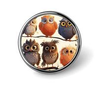 Round Owls Birds Lapel Pin Metal Custom Pins Personalized Decoration Lapel Badge Small Brooch Hat Shirt Tie Sweater Clothes Accessories Decoration for Men Women
