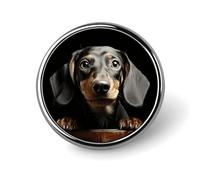 Round Pad Dachshund Brooch Classic Mini Pin 1 Inch Aluminum Alloy Lapel Pin Personalized Button Badge for Backpack Hat Suit Jacket Clothing Decoration