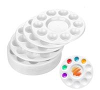 Round Paint Palette,6 Pcswith Hanging Hole, Easy-Hold Paint Tray for Watercolour Palette, Acrylic, Oil and Gouache, Perfect for Artists, Kids' Painting Fun