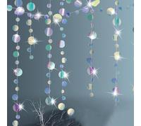 Round Paper Garland,78Ft Iridescent Round Garland 6 Pcs Colorful Glitter Paper Circle Dots Garland Hanging Streamer Garland Decoration Circle Dots Garland for Birthday Wedding Party Decoration