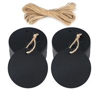 Round Paper Gift Tags, 100PCS - 5.5cm Black Labels with Free 20M Jute Twine