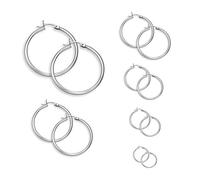 Round Party Ear Hoop Ear Ring, Round Sleeper Hoop Earrings Set for Women and Girl - Set of 6 Pairs 6 Sizes