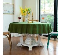 Round Party Tablecloth 280cm Solid Green Polyester Washable Elegant Event Decor Perfect for Weddings Parties Banquets Home Dining