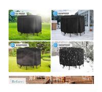 Round Patio Bar Height Table and Chair Cover - 210D Oxford Fabric, Weatherproof & Tear-Resistant, 360° Drawstring Fit, All-Season Protection for Out(128 * 71CM)