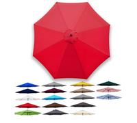 Round Patio Umbrella Replacement Canopy, Parasol Top Cover for 6/8 Ribs, Outdoor Market Pool Beach Sunshade Cloth, 6.6/7.5/8.2/9.8/11.5/13.1ft, Waterproof, Lightweight(Red,6 Ribs 270cm)