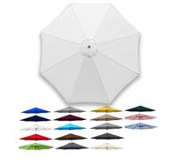 Round Patio Umbrella Replacement Canopy - Waterproof Parasol Cover for 6/8 Ribs Lightweight Sunshade Cloth for Outdoor Market Pool & Beach - Pure White 9.8FT