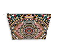 Round Pattern,Makeup Bag for Women,Tribe Round Pattern Colors,Travel Bag,Cosmetic Bag Organizer,Toiletry Bag Portable Cosmetic Pouch,Multicolor