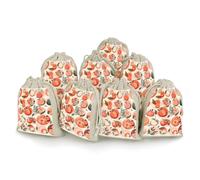 Round Peach Bunches Pocket Cotton And Hemp with Drawstring 8 Pieces Reusable Gift Bags Jewelry Pouch for Wedding DIY Craft Party (4.9 X 6.7 Inch)