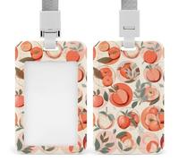 Round Peach ID Badge Holder with Lanyard, Breakaway Lanyard Vertical ID Card Protector Case Multi-Use Badge Holder for Office, Teacher, Nurse