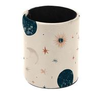Round Pencil Pen Cup Holder Stand Desk Organizer Desktop Stationery Container Accessorires for Home, School, Office - Cute Moons Stars and Planets on a Pastel Background