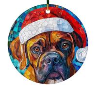 Round Personalised Christmas Bauble Boxer Dog Tree Ornaments Christmas Tree Decoration Ceramic Christmas Ornament Decorations Funny Ceramic Christmas Hanging Ornament For Wall Gifts Door Accent