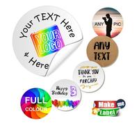 Round Personalised Stickers Labels for Packaging, Bags, Stick Tags, Name, Logo - Custom Printed in Matte, Brown Kraft, Transparent - Make me a label (30mm, Matte Paper, 800 Labels)