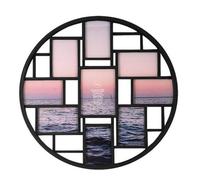 Round Photo Frame Collage And Wall Décor Holds Nine 4X6 / 5X7 9 Photos (Black)