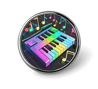 Round Piano Keyboard Lapel Pin Metal Brooch Personalized Novelty Pin Cute Button Badge Safety Pin Fashion Jewelry Accessories Gift for Clothes Hat Backpack Bag