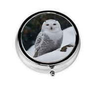 Round Pill Box 3 Compartments Snow Owl Shape Handbag Travel Pocket Portable Metal Pill Box for Medicine Vitamin Fish Oil Unique Gift