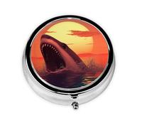 Round Pill Box 3 Compartments Whale at Sunset Pill Box Handbag Pocket Pill Box Portable Metal Pill Box Medicine Vitamin Fish Oil Unique Gift
