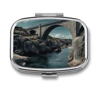 Round Pill Box A Bridge Across Pill Case for Purse & Pocket 2 Compartment Medicine Pill Organizer Portable Travel Pillbox Medicine Vitamin Cod Liver Oil Storage Box