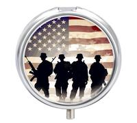 Round Pill Box Armed Forces Day American Pill Case 3 Compartment Medicine Pill Organizer for Purse & Pocket Portable Travel Pillbox Medicine Vitamin Cod Liver Oil Storage Box Organizer