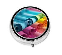 Round Pill Box Colorful Paper Roll Pill Case for Purse & Pocket 3 Compartment Pill Organizer Portable Travel Pillbox Medicine Pill Holder Container for Daily Vitamin Cod Liver Oil Storage
