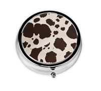 Round Pill Box Cow Fur Print - 3 Compartment Medicine Pill Case, Waterproof, Pocket Pill Organizer Dispenser, Portable for Pocket Or Purse Pill Boxes