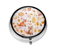 Round Pill Box Cute Fox - 3 Compartment Medicine Pill Case, Waterproof, Pocket Pill Organizer Dispenser, Portable for Pocket Or Purse Pill Boxes