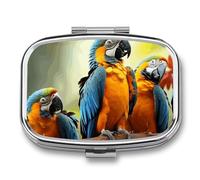 Round Pill Box Cute Parrots Pill Case for Purse & Pocket 2 Compartment Medicine Pill Organizer Portable Travel Pillbox Medicine Vitamin Cod Liver Oil Storage Box