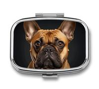Round Pill Box Dog Looking at Camera Pill Case for Purse & Pocket 2 Compartment Medicine Pill Organizer Portable Travel Pillbox Medicine Vitamin Cod Liver Oil Storage Box