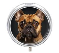 Round Pill Box Dog Looking at Camera Pill Case for Purse & Pocket 3 Compartment Medicine Pill Organizer Portable Travel Pillbox Medicine Vitamin Cod Liver Oil Storage Box