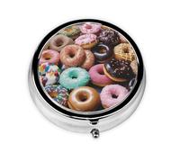 Round Pill Box Donuts Pill Case for Purse & Pocket 3 Compartment Pill Organizer Portable Travel Pillbox Medicine Pill Holder Container for Daily Vitamin Cod Liver Oil Storage