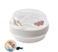 Round Pill Box - Double Layer Medicine Storage Box with 4 Compartments Small Pill Container, Moisture Resistant, Portable Medicine Organiser Box, Travel Tray Box for Medicines