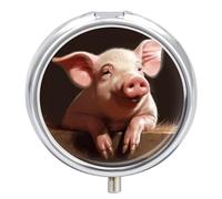 Round Pill Box,Foolish Cute Pig Medicine Pill Case,three-compartment Pill Box,portable Pill Organizer for Purse Or Pocket