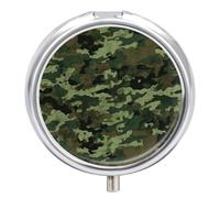 Round Pill Box Green Military Camo Pill Case 3 Compartment Medicine Pill Organizer for Purse & Pocket Portable Travel Pillbox Medicine Vitamin Cod Liver Oil Storage Box Organizer