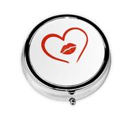 Round Pill Box Heart Drawn - 3 Compartment Medicine Pill Case, Waterproof, Pocket Pill Organizer Dispenser, Portable for Pocket Or Purse Pill Boxes