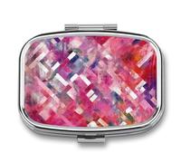 Round Pill Box Light Purple and Red Pill Case for Purse & Pocket 2 Compartment Medicine Pill Organizer Portable Travel Pillbox Medicine Vitamin Cod Liver Oil Storage Box