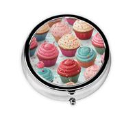 Round Pill Box Lollipop Cupcake Donut Pill Case for Purse & Pocket 3 Compartment Pill Organizer Portable Travel Pillbox Medicine Pill Holder Container for Daily Vitamin Cod Liver Oil Storage