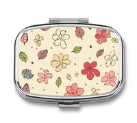 Round Pill Box Lovely Flower Patterns Pill Case for Purse & Pocket 2 Compartment Medicine Pill Organizer Portable Travel Pillbox Medicine Vitamin Cod Liver Oil Storage Box