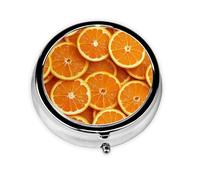 Round Pill Box Orange Slices Pill Case for Purse & Pocket 3 Compartment Pill Organizer Portable Travel Pillbox Medicine Pill Holder Container for Daily Vitamin Cod Liver Oil Storage