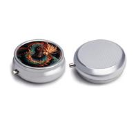Round Pill Box Pill Box Exquisite Daily Pill Organizer Box with Mirror Portable Compact Medicine Holder for Vitamin, Cod Liver Oil, Supplement