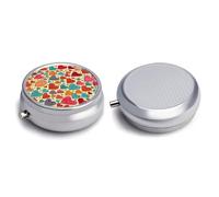 Round Pill Box Pill Box Exquisite Daily Pill Organizer Box with Mirror Portable Compact Medicine Holder for Vitamin, Cod Liver Oil, Supplement