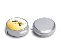 Round Pill Box Pill Box Exquisite Daily Pill Organizer Box with Mirror Portable Compact Medicine Holder for Vitamin, Cod Liver Oil, Supplement