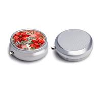 Round Pill Box Pill Box Exquisite Daily Pill Organizer Box with Mirror Portable Compact Medicine Holder for Vitamin, Cod Liver Oil, Supplement