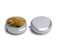 Round Pill Box Pill Box Exquisite Daily Pill Organizer Box with Mirror Portable Compact Medicine Holder for Vitamin, Cod Liver Oil, Supplement
