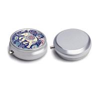 Round Pill Box Pill Box Exquisite Daily Pill Organizer Box with Mirror Portable Compact Medicine Holder for Vitamin, Cod Liver Oil, Supplement